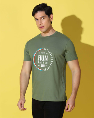 WOOSTRO Graphic Print Men Round Neck Light Green T-Shirt