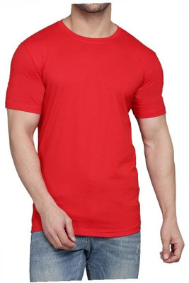 WOOSTRO Solid Men Round Neck Red T-Shirt