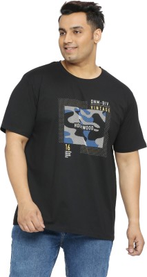 XMEX Printed Men Round Neck Black T-Shirt