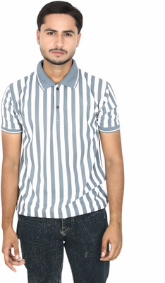 Turtlebay Clothing Solid Men Polo Neck Grey T-Shirt