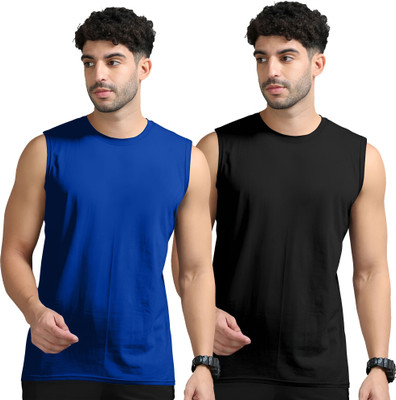 JB Jangoboy Solid Men Round Neck Dark Blue, Black T-Shirt