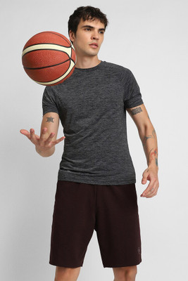 FOREVER 21 Self Design Men Round Neck Grey T-Shirt