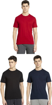JOCKEY Solid Men Round Neck Black, Navy Blue, Red T-Shirt