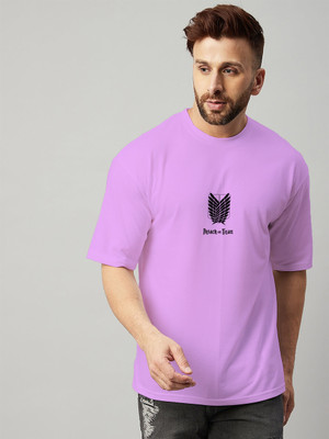 JP Creation Printed Men Round Neck Purple T-Shirt