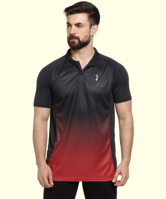 CAMPUS SUTRA Washed, Washed/Ombre Men Polo Neck Red T-Shirt
