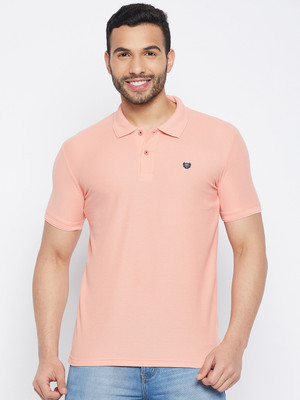 DUKE Solid Men Polo Neck Orange T-Shirt