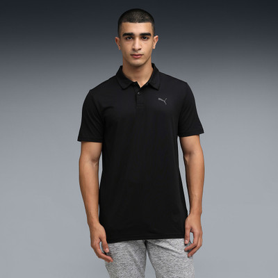 PUMA Solid Men Polo Neck Black T-Shirt
