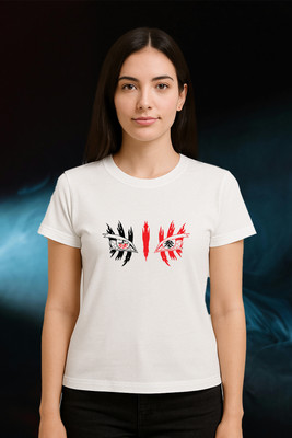 Buddy Collection Graphic Print Women Round Neck White T-Shirt