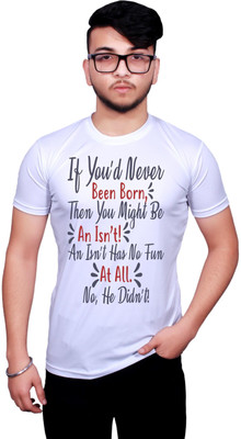 NITYANAND CREATIONS Graphic Print Men Round Neck White T-Shirt