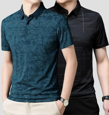 Belive in Yourself Printed Men Polo Neck Multicolor T-Shirt