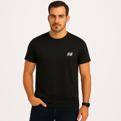 Bubka Fashion Graphic Print Men Round Neck Reversible Black T-Shirt