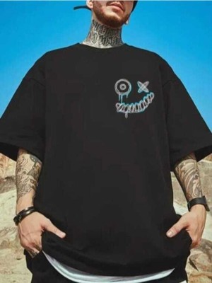 Ruggstar Printed Men Round Neck Black, Blue T-Shirt