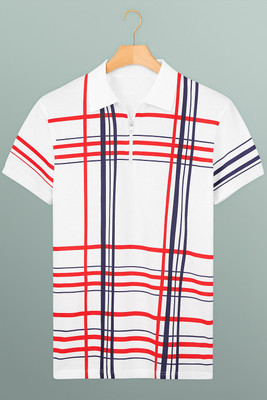Lieo Trend Printed Men Zip Neck Multicolor T-Shirt