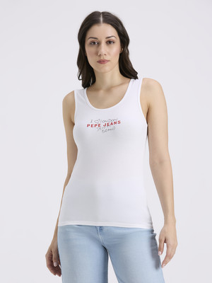 Pepe Jeans Graphic Print Women Round Neck White T-Shirt