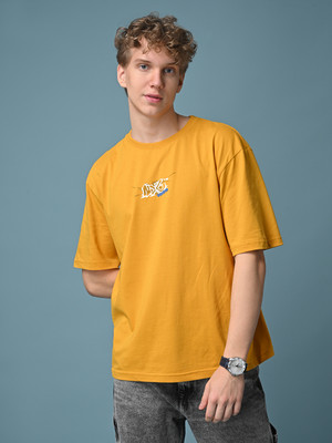 KILLER Printed Men Round Neck Yellow T-Shirt