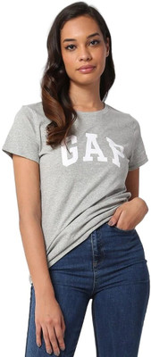 GAP Printed Women Round Neck Grey T-Shirt