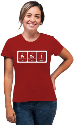 SmarTee Street Typography Women Round Neck Red T-Shirt