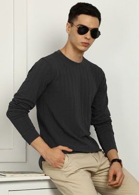 FUBAR Self Design Men Round Neck Black T-Shirt