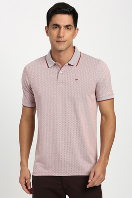 PETER ENGLAND Self Design Men Polo Neck Pink T-Shirt