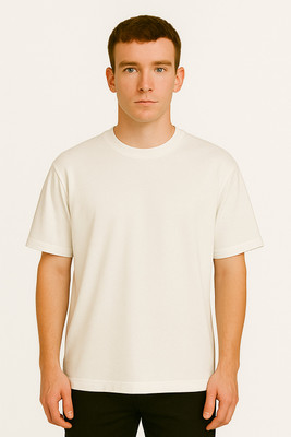 BUNEX Solid Men Round Neck White T-Shirt