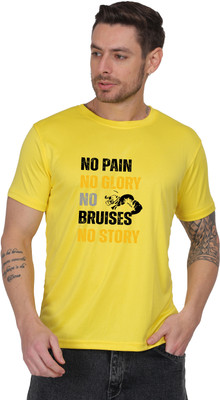 MAAICONSULTANT Printed Men Round Neck Yellow T-Shirt