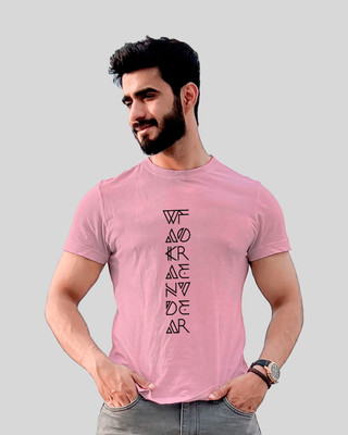 Jack Paris Typography Men Round Neck Pink T-Shirt