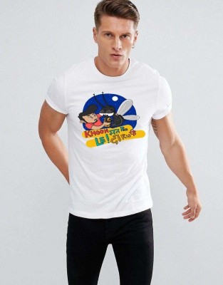 Helenter Printed Men Round Neck White T-Shirt