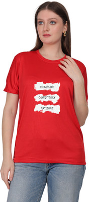 liox Printed Women Round Neck Red T-Shirt