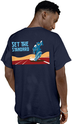 Fighterhero Graphic Print Men Round Neck Navy Blue T-Shirt