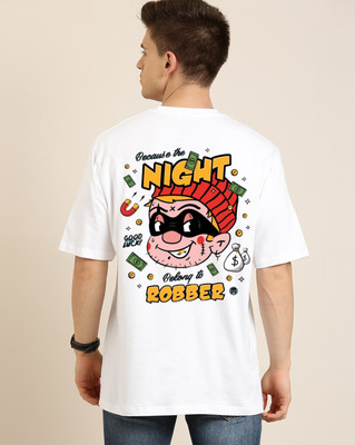 FASHNET FASHION Printed Men Round Neck White T-Shirt