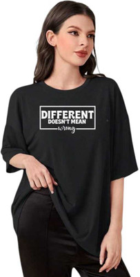 MAJESTIC FASHION Printed Women Round Neck Black T-Shirt