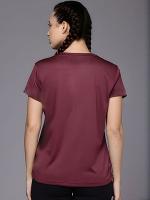 SZN Graphic Print Women Round Neck Maroon T-Shirt
