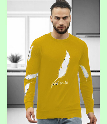 Autna Printed Men Round Neck Yellow T-Shirt