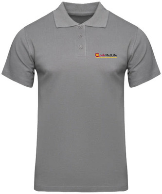 PrintHolic Solid Men Polo Neck Grey T-Shirt