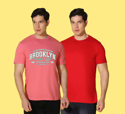 WOOSRTO Printed Men Round Neck Multicolor T-Shirt