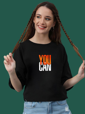 Dressberry Graphic Print Women Round Neck Black T-Shirt