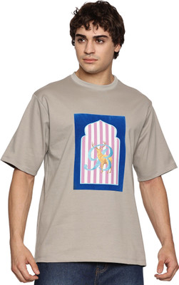 The Far Eastern Printed Men Round Neck Grey T-Shirt