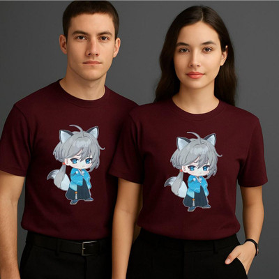 Purple Palette Graphic Print Men Round Neck Red T-Shirt