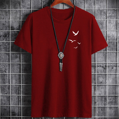 TeeWink Solid, Self Design Men Round Neck Maroon T-Shirt
