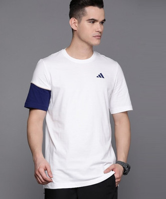 ADIDAS Printed Men Round Neck White T-Shirt