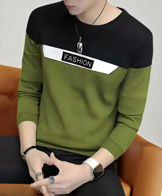 Autna Solid Men Round Neck Dark Green T-Shirt