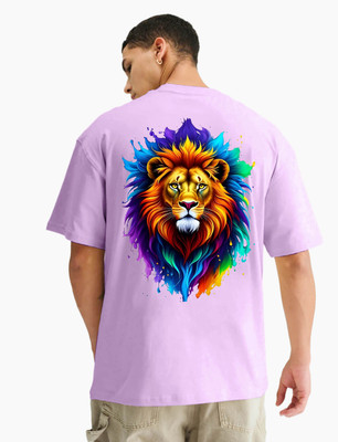 BubbleTwyst Printed Men Round Neck Purple T-Shirt