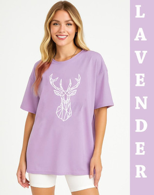 AdvibaFashion Solid Women Round Neck Purple T-Shirt