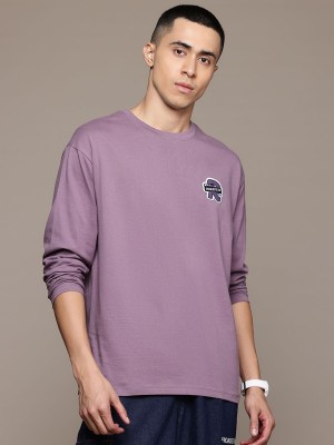 Roadster Solid Men Round Neck Purple T-Shirt