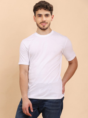 METRONAUT Solid Men Round Neck White T-Shirt