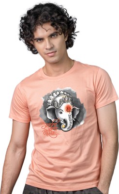 Tedhi Medhi Family Printed Men Round Neck Orange T-Shirt