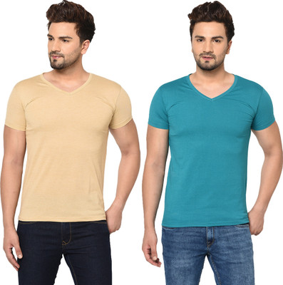 Adorbs Trend Solid Men V Neck White T-Shirt