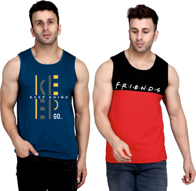SLOWLORIS Graphic Print Men Round Neck Dark Blue, Black, Red T-Shirt