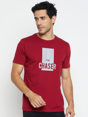 Mast & Harbour Typography Men Round Neck Maroon T-Shirt