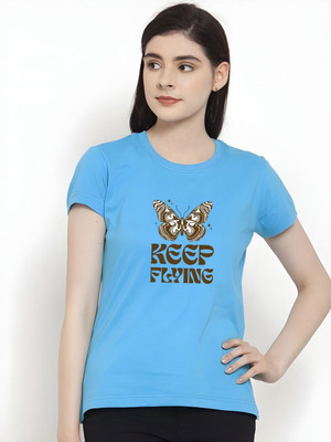 SZN Graphic Print Women Round Neck Blue T-Shirt